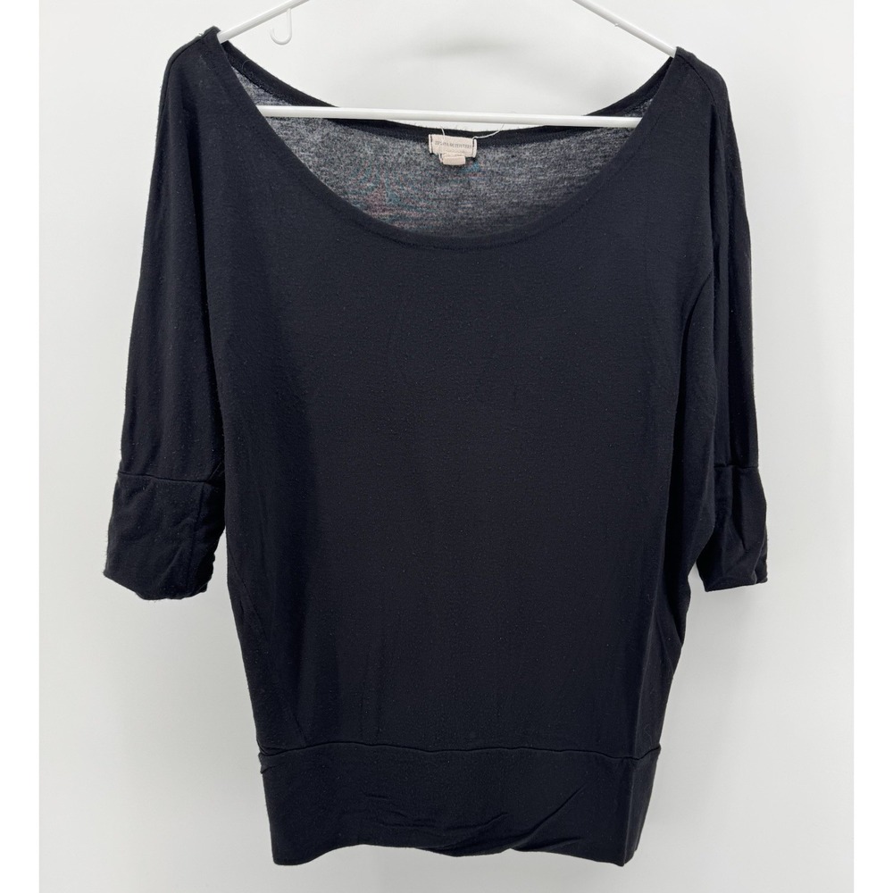 Zenana Outfitters Women's Scoop Neck Long Sleeve Bouse Shirt Black Size Small